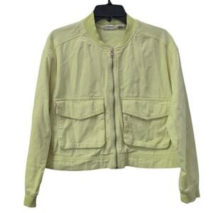 Nicole Miller Lime Green Cropped Jean Jacket Size Medium